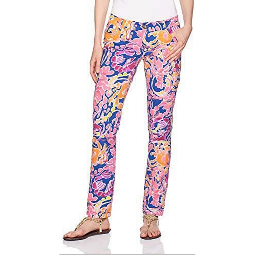 Lilly Pulitzer Callahan Chino Pants Brilliant Blue Catch & Release Size 0